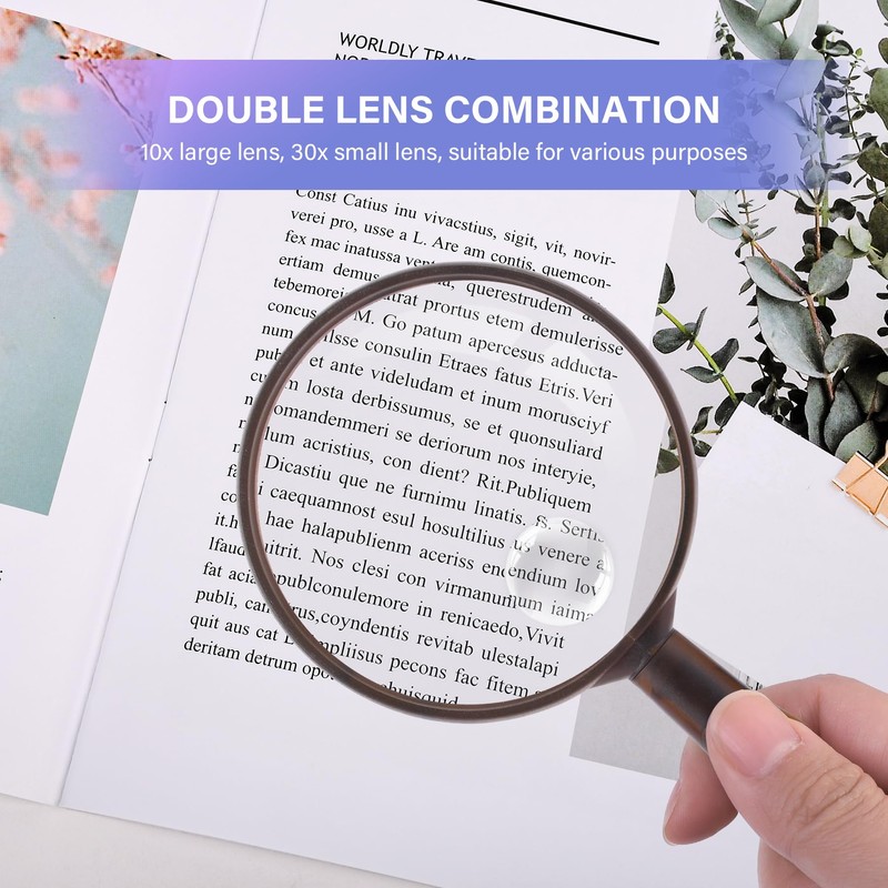 Magnifier, 10x and 30x, Handheld Magnifier, Large, Easy to View,