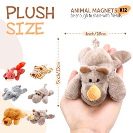 Kingdder 12 Pack Plush Animal Magnets for Kids Jungle Safari Animal Refrigerator Soft Plush Fridge Magnet Toys Large for Door Decorations Fun and Educational Home Office Accessory 5" x 4"