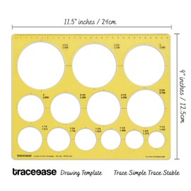 Traceease Geometric Drafting Jumbo Circle Template Drawing Stencil, Designing Template Measuring Ruler