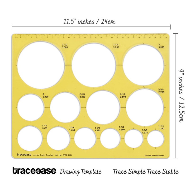 Traceease Geometric Drafting Jumbo Circle Template Drawing Stencil, Designing Template