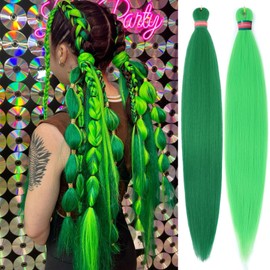 RUN SHUI Green+Light Green Pre stretched Braiding Hair 2 Packs Pre feathered Braid Hair Extensions 30 Inches Hair Braids
