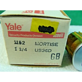 Yale Mortise Cylinder Lock 1152 1-1/4 US26D 2-Keys Satin NIB NOS Key-GB Scovill