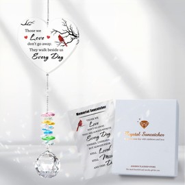 AZEEBOI Memorial Gifts for Loss of Family, Sympathy Gift for Lose of Loved Ones, Funeral Gifts, Unique Bereavement Crystal Rainbow Maker, Heart Shaped Hanging Decorations for Daily Remembrance