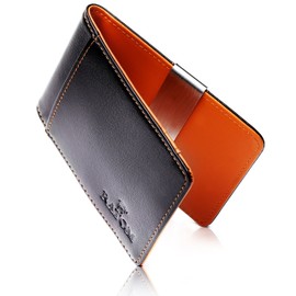 RATOM Bill Holder x Money Clip, Genuine Leather, black / orange