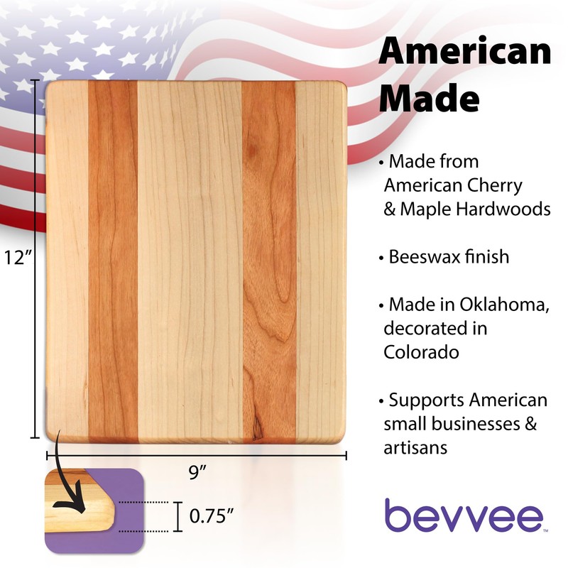 Maple and Cherry Wood Cutting Board - American Made in