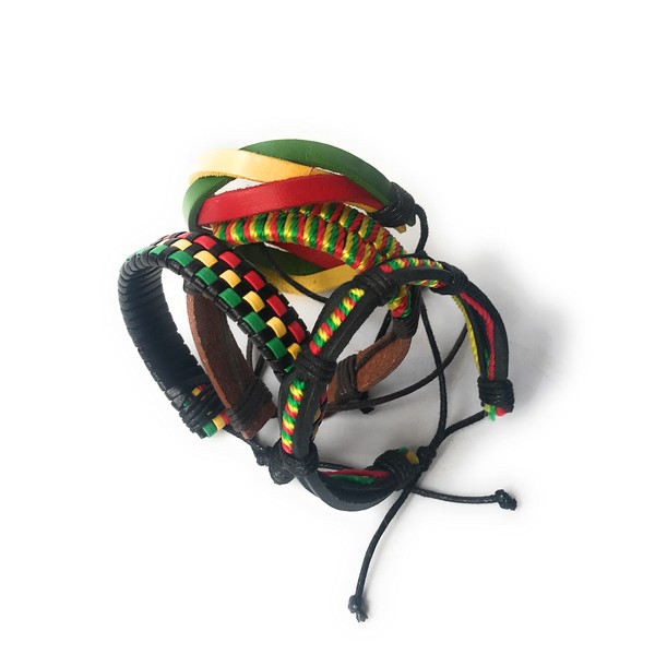 Wigwam Cool 4 Piece Set Rasta Bob Marley Leather Woven