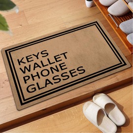 Welcome Mat with Rubber Back 30"(L) x 18"(W) Funny Doormat for Entrance Way Mat No Slip Kitchen Rugs and Mats (Keys Wallet Phone Glasses)