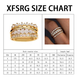 XFSRG Set of 4 Rings for Women with Cubic Zirconia Women's Ring Minimalist Wedding Rings Engagement Ring Wedding Rings Finger Ring Waterproof Stackable Rings Women's Jewellery Gifts, Alloys