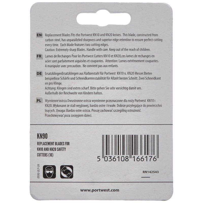 Portwest Replacement Blades for KN10 and KN20 (pack of 10),