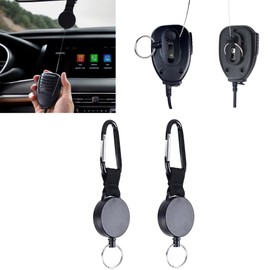 Ezcora Ham Radio Microphone Keeper for Car Use Heavy Duty Retractable MIC Holder with 25 Inch Steel Cable 2 Pack