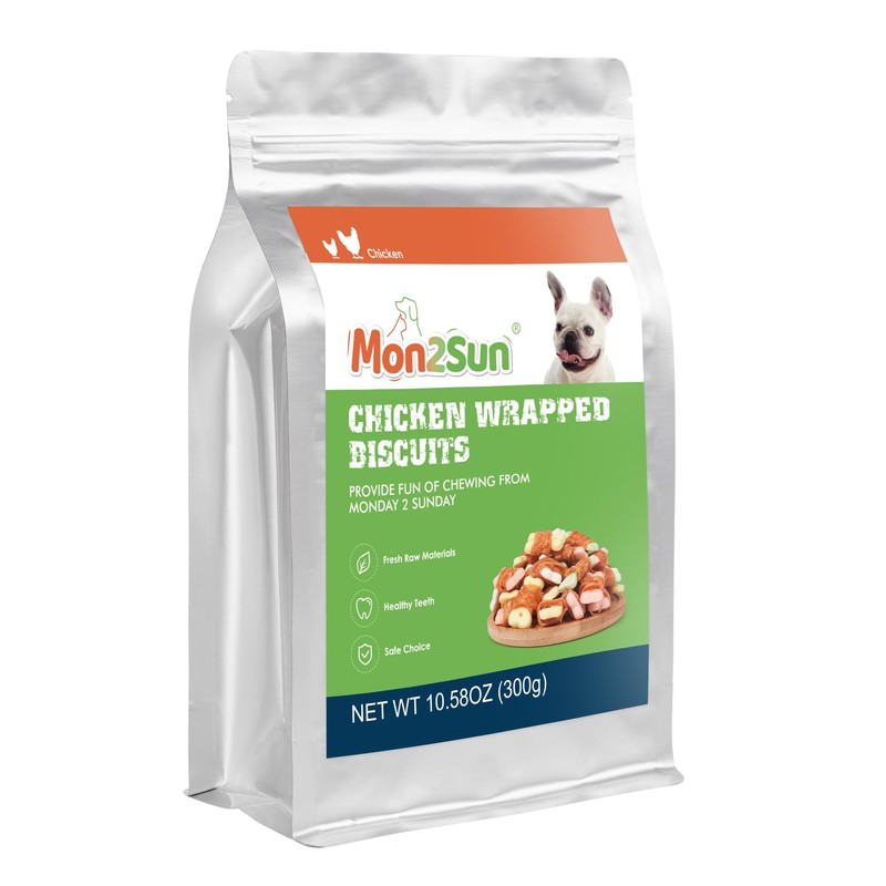 MON2SUN Dog Treats, Mini Chicken Wrapped Biscuits with Added Vitamins,