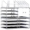 Cq acrylic 3 Pack Clear Make Up Organizers for Vanity,Stackable