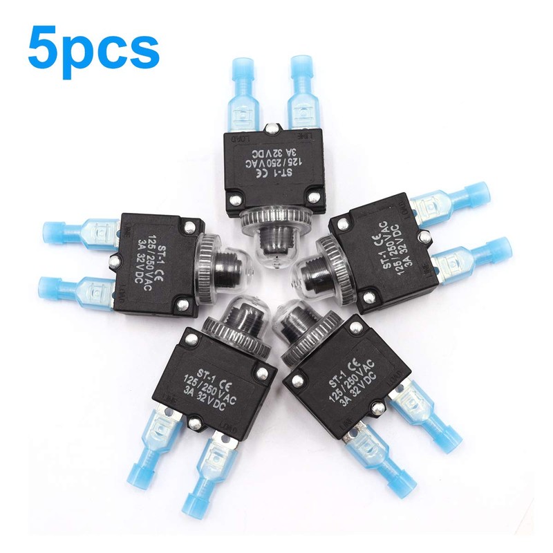 mxuteuk 5Pcs 3Amp Circuit Breakers Push Button Manual Reset 125/250V