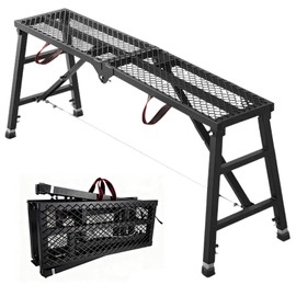 Scaffolding Work Platform, 29.9" to 47.2" Height Adjustable Work Platform, Foldable Scaffold for Building Construction, Interior Painting, Home Improvement（450LBS Capacity, Black,5 Heights Options)