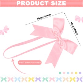 Zeyune 60 Pcs Elastic Premade Craft Bows 4 Inch Assorted Elegant Ribbon Bow Soft Stretch Loops with Bows for Gift Wrapping Party Boxes Decoration Holiday Supplies Crafts Gift Wrap(Sweet Style)