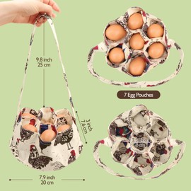 Bolsas de huevos Hossmily Mini cesta de recogida de huevos con 7 bolsas para granja de pollo, gallina, pato, ganso para ama de casa, jardín, transporte, almacenamiento, 2 paquetes