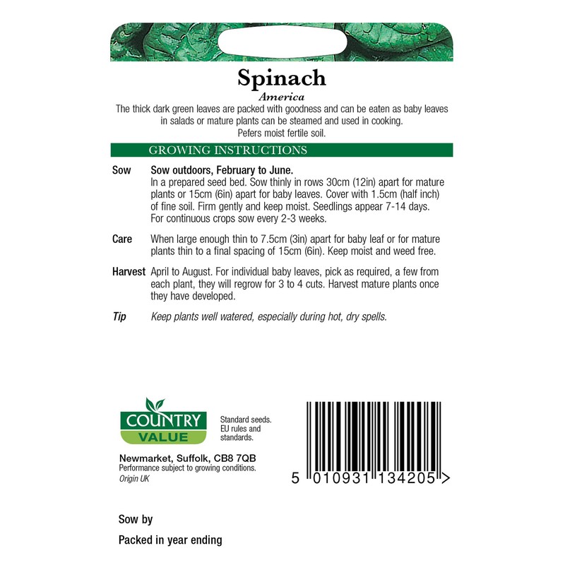 Spinach Seeds America by Country Value