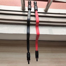 Solar Cable Window Feed-Through 1 Pair 35 cm Flat Window Feed-Through Solar Cable Copper Cable Tin-Plated 6 mm² for Balcony Power Station