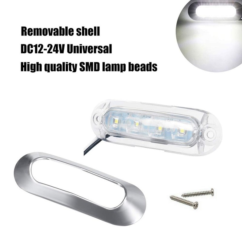 ALFU 10PCS White DC12V-24V 4 LED Side Marker Indicator Lights