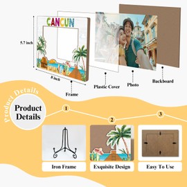 AWDSTN Cancun Picture Frame, 4x6 inches Photo Frame for Tabletop Display, Vacation In Cancun, Honeymoon, Anniversary, Wedding Gifts for Family Friends Couples, Wooden Frames for Home Decor-01