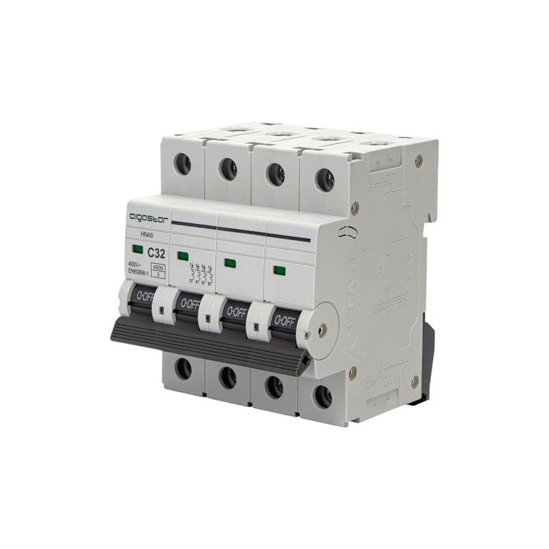 Miniature Circuit Breaker 4 Pin 32A C Curve Grey Protect