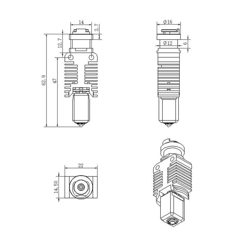 Ender 3 Ceramic Heater Hotend 24V 60W Integrated Bimetal heatbreak