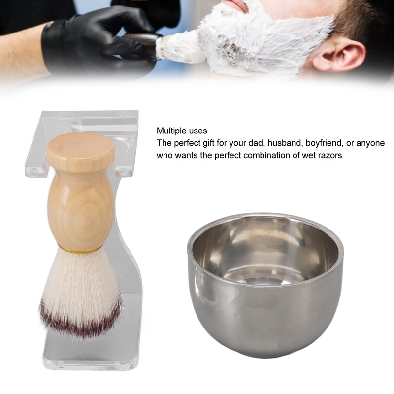 3 PCS Men Shaving Brush Set Acrylic Brush Holder Bubble