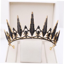 Healvian Bride Headwrap Hair Accessory Hair Accessories Hair Ornaments Bride Hair Hoops Glittering Crown Decoration Hair Toppers Bridal Headpiece Black Tiara Wedding Headband Hair Band