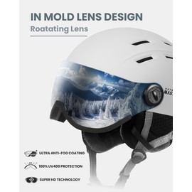 OutdoorMaster Snowboard Helmet with Ski Goggles,Ski Helmet and 2-in-1 Visor Detachable Goggles Set,Protective EPS Foam & 14 Cooling Vents -Snow Helmets for Men,Women & Youth