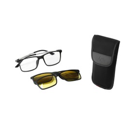 Eagle Eyes 3in1 Magnetic Polarized Sunglasses/Night Driving Clip-on With Computer Lens Base Frame - (Black/Clear)