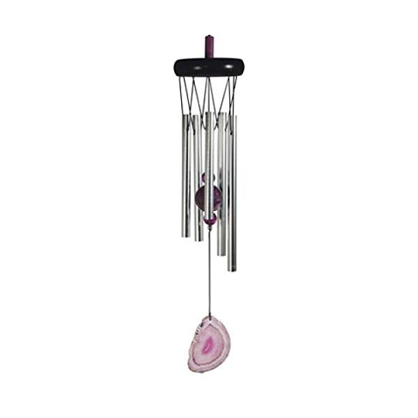 GSC 31068 20 Inch Wood Top Geode Purple Wind Chime