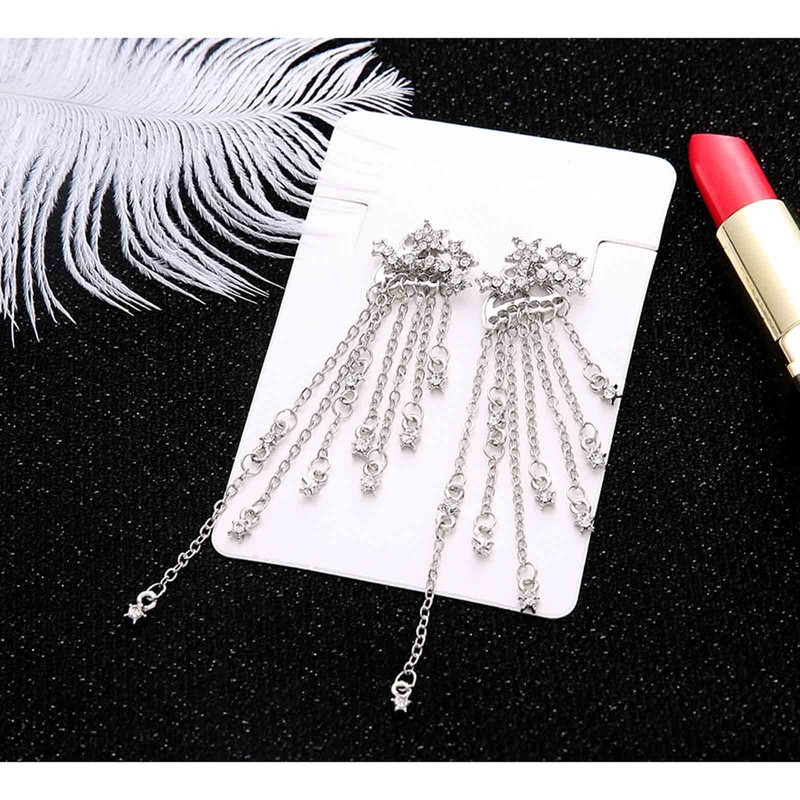 Yheakne Star Chain Dangle Earrings Silver Tassel Chain Earrings Bohemia