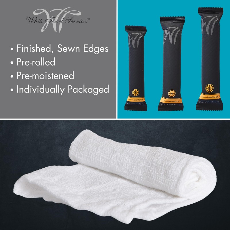 WT WHITE TOWEL SERVICES 9"x 9"inch Moist Cotton Towel Individually