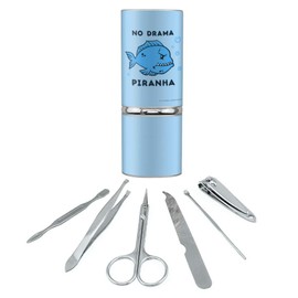No Drama Piranha Fish Funny Humor Stainless Steel Manicure Pedicure Grooming Beauty Care Travel Kit