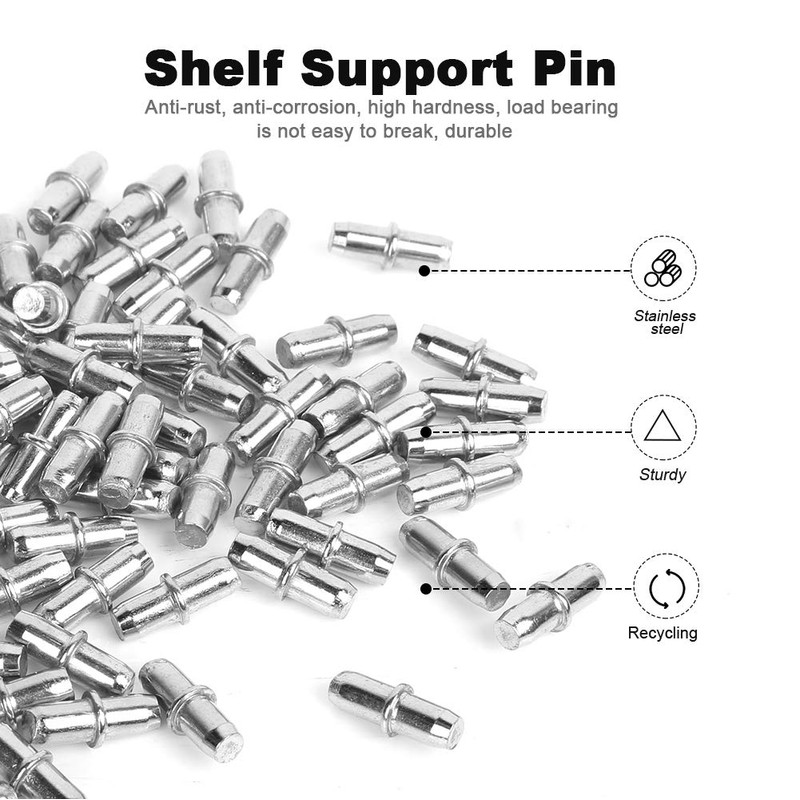 FANDAMEI 50 Pack Shelf Pins, Metal Nickel Support Pegs Cabinet