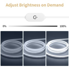 Neon LED Strip Light - 240 LEDs Dimmable Rope Light, Waterproof Flexible 5V DC, DIY Cuttable for Indoor/Outdoor Decor (Kitchen, Wedding, Party, 2M)