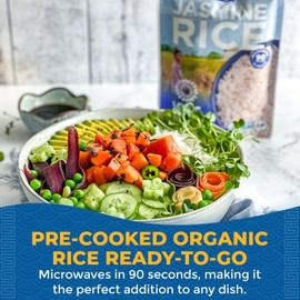 Lotus Foods Organic White Jasmine Rice Heat & Eat Pouch - Gluten Free White Rice, Organic Rice, Instant Microwave Jasmine Rice, Microwavable Pre Cooked Rice - 8 Oz (Pack of 6)