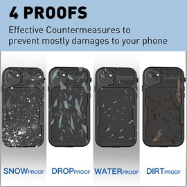 AICase Funda Impermeable para iPhone7/8/SE2/SE3, 360 a Prueba de Polvo y Golpes, IP68 Protección de Cuerpo Completo Cubierta Protectora subacuática Completamente sellada para iPhone7/8/SE2/SE3