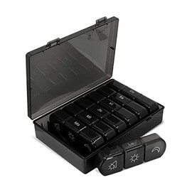 Pastillero B Life Premium con 21 compartimentos (Maana, tarde y noche), Organizador de Pldoras Semanal Color Negro, Caja de Viaje para Suplementos y  