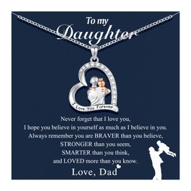 PINKDODO Daughter Necklace, Daughter Gifts from Dad, Birthday Christmas Gifts for Teen Girls Jewelry Daughter from Dad Daddy