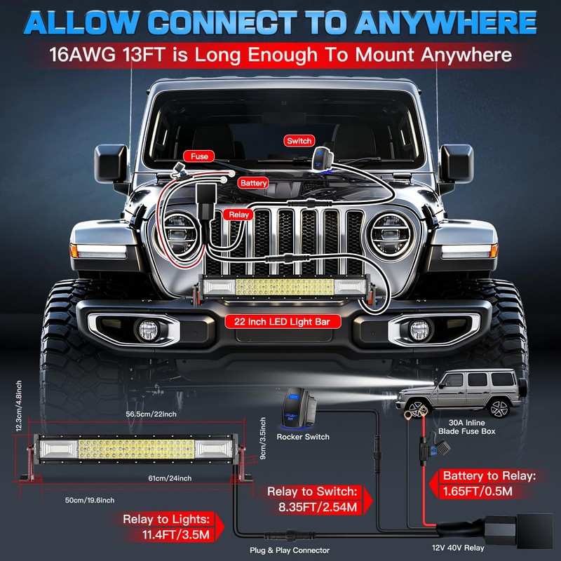 LEDKITO 22Inch LED Light Bar Off Road Driving Work Lights