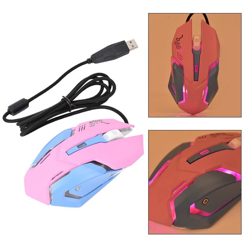 3200DPI High Sensitivity Pink Gaming Mouse Comfortable Grasping Wired Gaming
