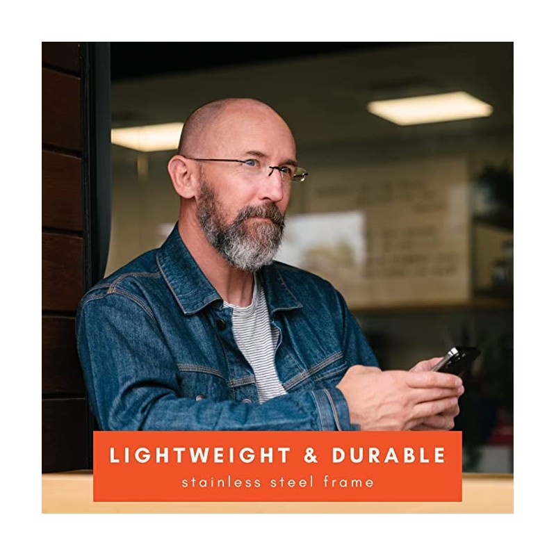 MicroVision Optical Executive Rimless Folding Reading Glasses With Compact Case