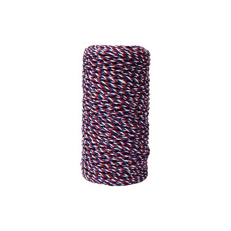 May Arts 412-44 Red/White/Blue 2mm Baker's Twine Ribbon,Red/White/Blue,109 yd