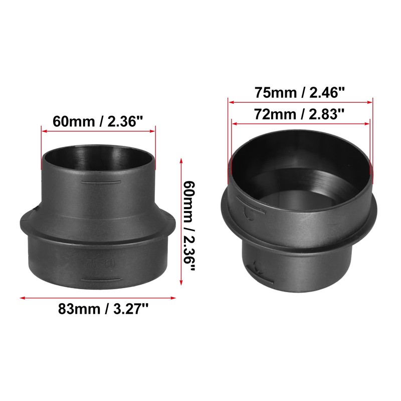 X AUTOHAUX 60mm to 75mm Car Heater Warm Air Ducting
