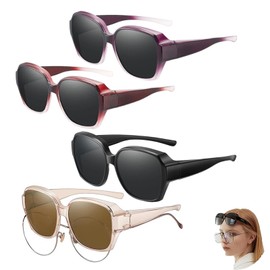 FDRJKN 4 Pcs over Glasses Sunglasses Womens, Fit over Sunglasses for Women, for Driving, Beach, Fashion Sun Glasses for Women