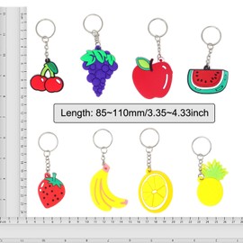 Honbay 16PCS PVC Fruit Keychains Lightweight Lemon Watermelon Strawberry Cherry Keyrings for Bag Purse Wallet Cellphone or Car Pendant (8 Style)
