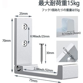 Foldable Wall Hooks, VKOSHA 2 Pack Foldable Hooks Load Capacity 33lbs/15kg Wall Mounted Heavy Duty Rust Free Aluminum Alloy Foldable Coat Hooks with 4 Screws for Hanging Coats Bags & Hats (Silver)