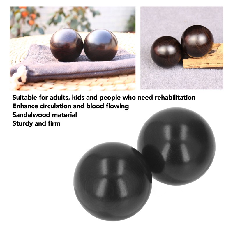 2pcs Hand Massage Ball Palm Relaxing Free Rotating Wooden Acupoint
