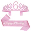 Leixi 6th Birthday Decorations for Girls,Pink Birthday Sash and Crown